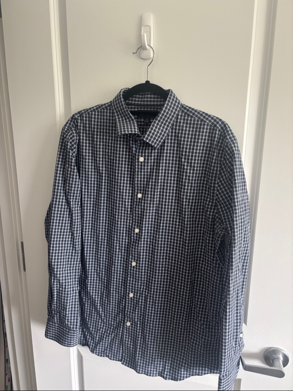 Banana Republic Navy and White Check Dress Shirt
